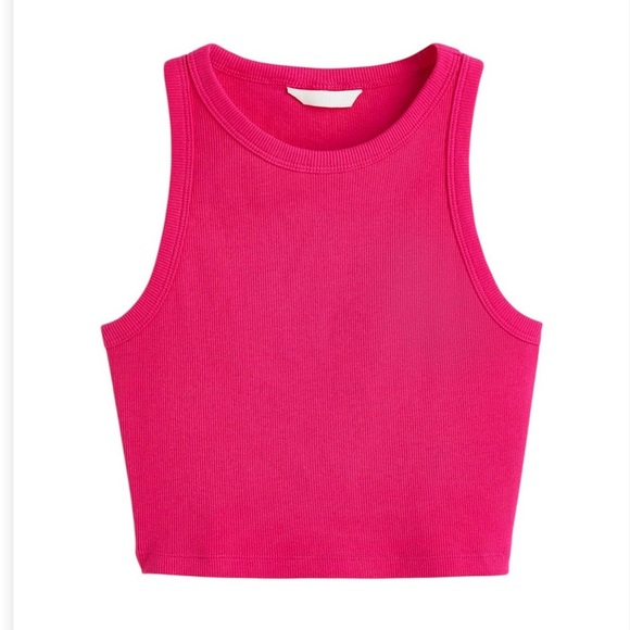 H&M Vibrant Pink Sleeveless Women's Cropped Tank Top - Picture 1 of 1